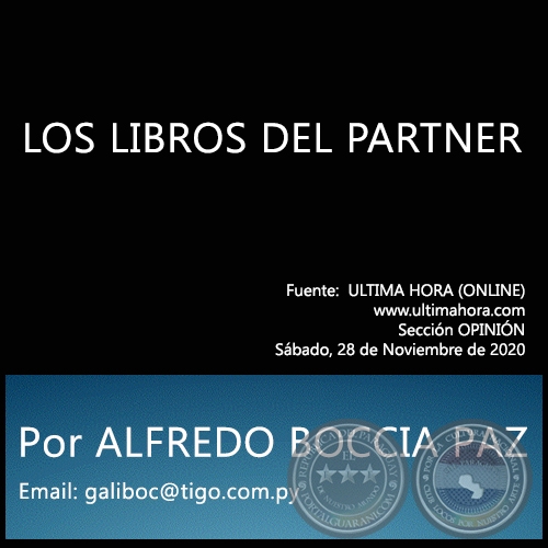 LOS LIBROS DEL PARTNER - Por ALFREDO BOCCIA PAZ - Sábado, 28 de Noviembre de 2020